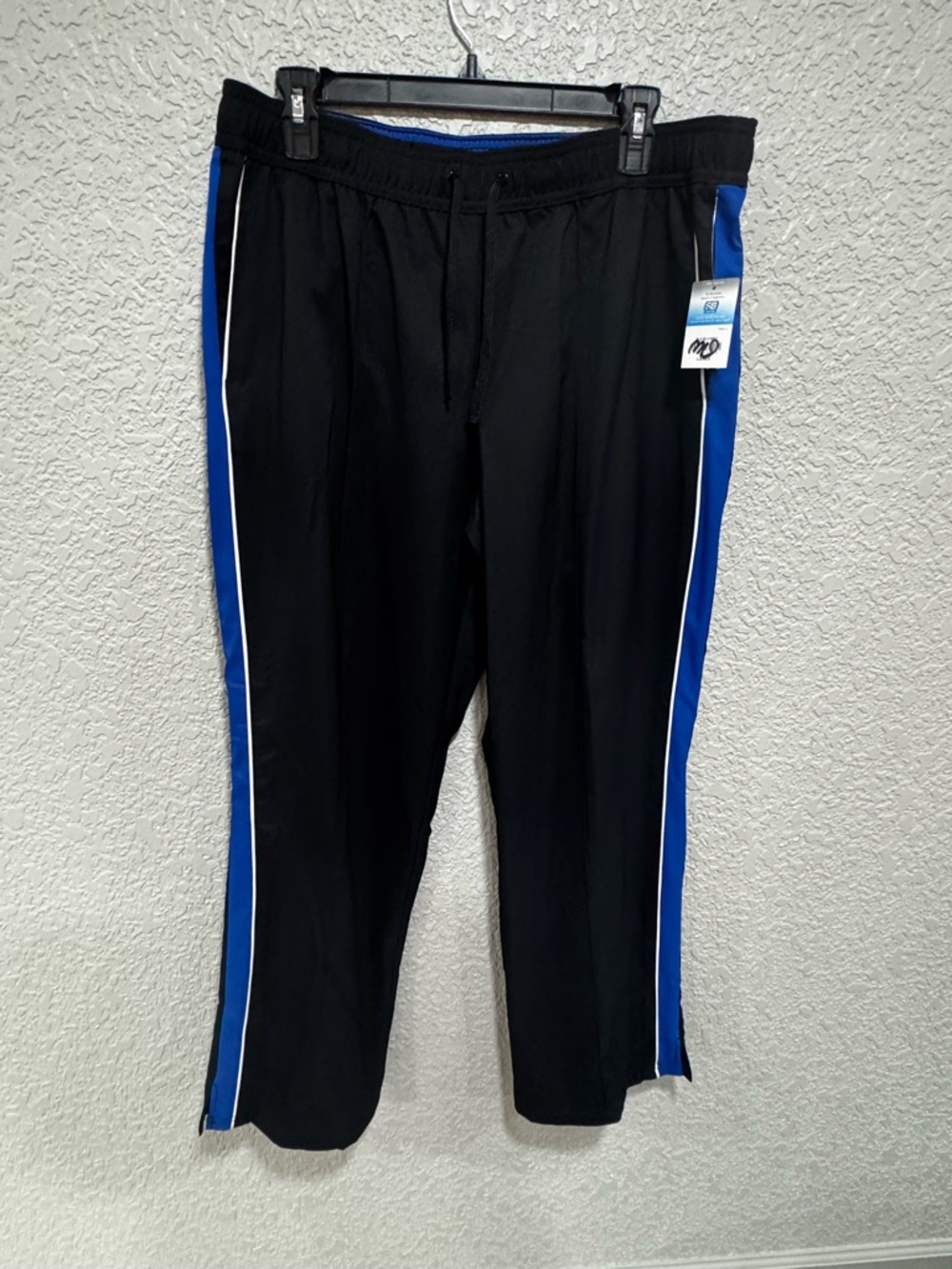 Men's Black Joggers with Blue Side Panels
